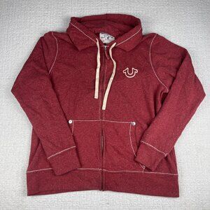 True Religion Men's 3XL Big T Full Zip Hoodie in Ruby Red